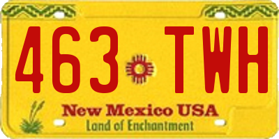 NM license plate 463TWH