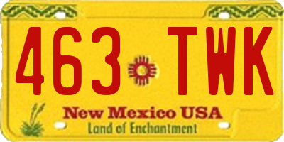 NM license plate 463TWK