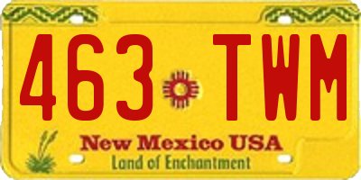 NM license plate 463TWM