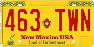 NM license plate 463TWN