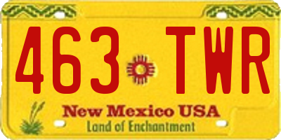 NM license plate 463TWR