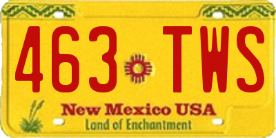 NM license plate 463TWS