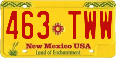 NM license plate 463TWW
