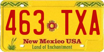 NM license plate 463TXA