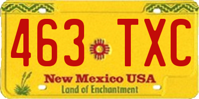 NM license plate 463TXC