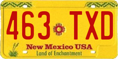 NM license plate 463TXD