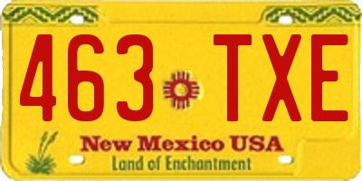 NM license plate 463TXE