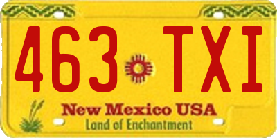 NM license plate 463TXI