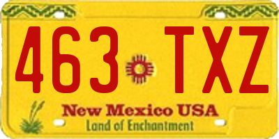 NM license plate 463TXZ