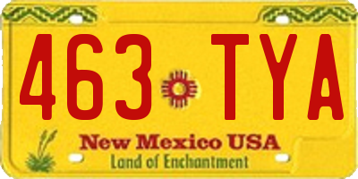 NM license plate 463TYA
