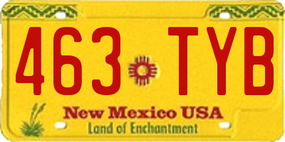 NM license plate 463TYB