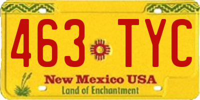 NM license plate 463TYC