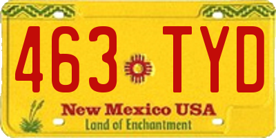 NM license plate 463TYD
