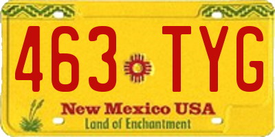 NM license plate 463TYG
