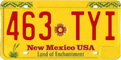 NM license plate 463TYI