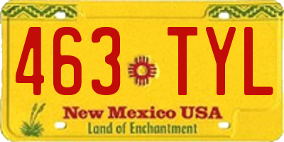 NM license plate 463TYL