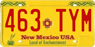 NM license plate 463TYM