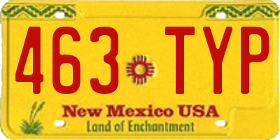 NM license plate 463TYP