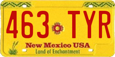 NM license plate 463TYR