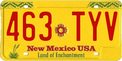 NM license plate 463TYV
