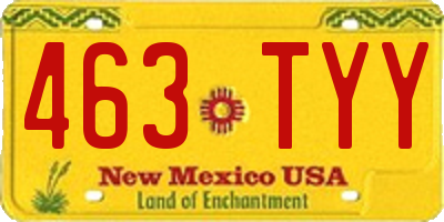 NM license plate 463TYY