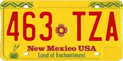 NM license plate 463TZA
