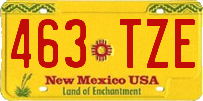 NM license plate 463TZE
