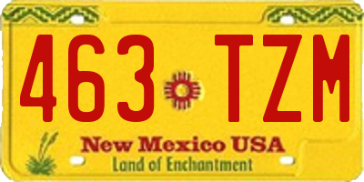 NM license plate 463TZM