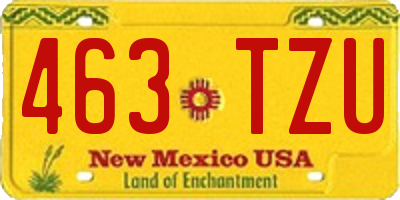 NM license plate 463TZU