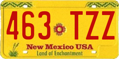 NM license plate 463TZZ