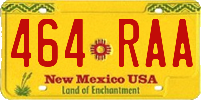 NM license plate 464RAA