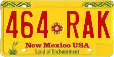 NM license plate 464RAK