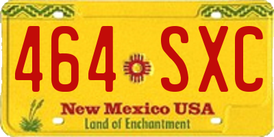 NM license plate 464SXC