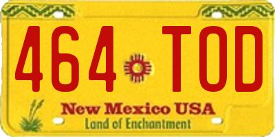 NM license plate 464TOD