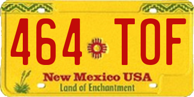 NM license plate 464TOF