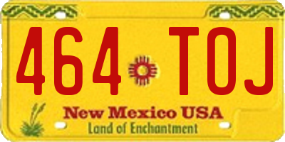 NM license plate 464TOJ