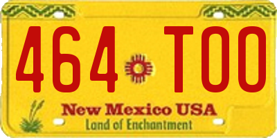 NM license plate 464TOO