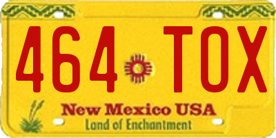 NM license plate 464TOX