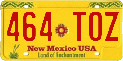 NM license plate 464TOZ