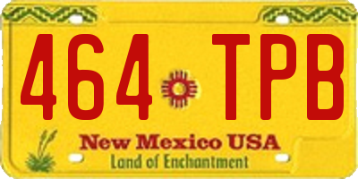 NM license plate 464TPB