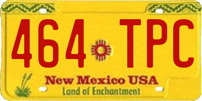 NM license plate 464TPC