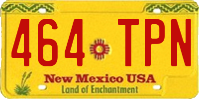 NM license plate 464TPN