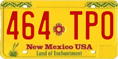 NM license plate 464TPO