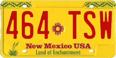 NM license plate 464TSW