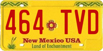 NM license plate 464TVD