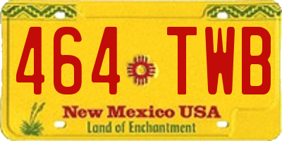 NM license plate 464TWB