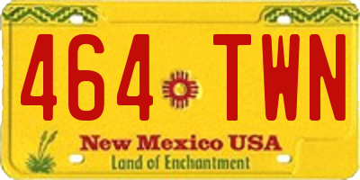NM license plate 464TWN