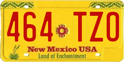 NM license plate 464TZO