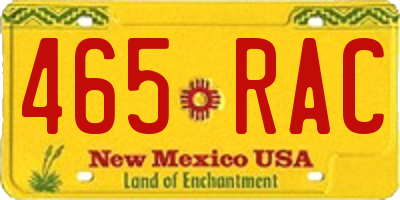 NM license plate 465RAC