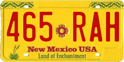 NM license plate 465RAH